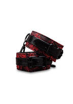 Secret Kisses Rosegasm Buckle Cuffs with Satin Blindfold - Red/Black