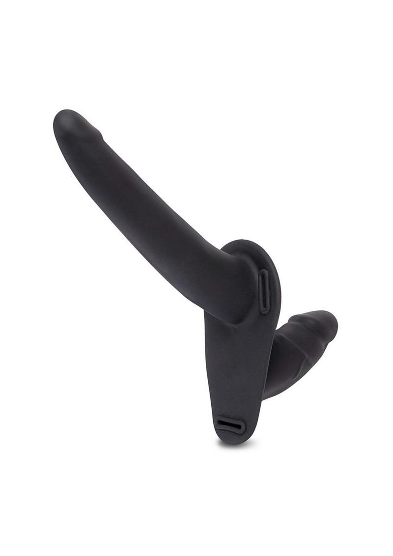 Lux Fetish Silicone Strap-On Harness - Black