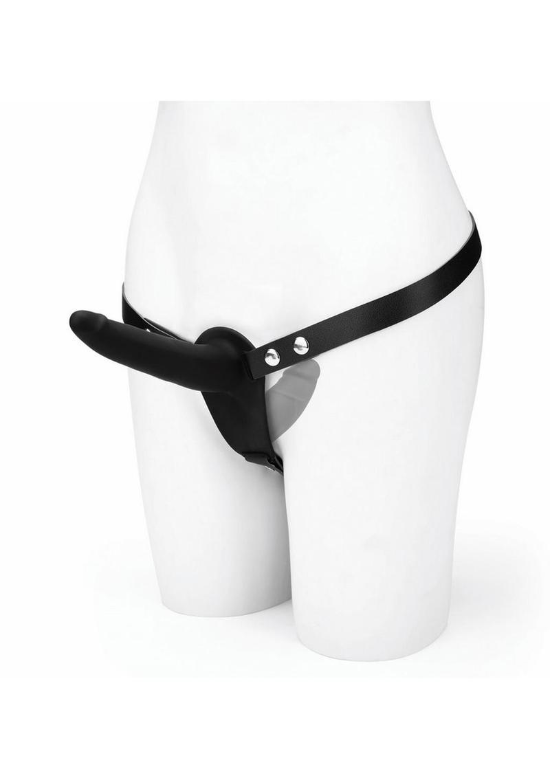Lux Fetish Silicone Strap-On Harness - Black