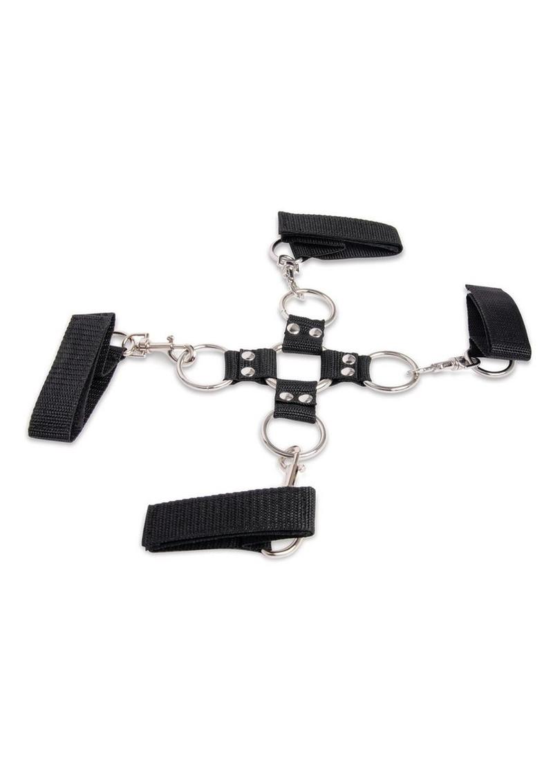 Lux Fetish Hogtie & Ball Gag Kit (7 Piece) - Black