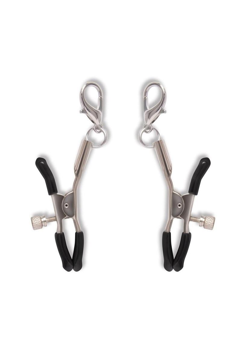 Lux Fetish Interchangeable Collar & Nipple Clip Set (12 Piece) - Black