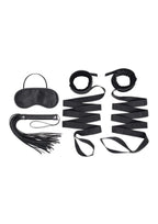 Lux Fetish Bondage Bed Strap & Flogger Kit (4 Piece) - Black