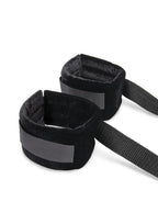 Lux Fetish Bondage Bed Strap & Flogger Kit (4 Piece) - Black