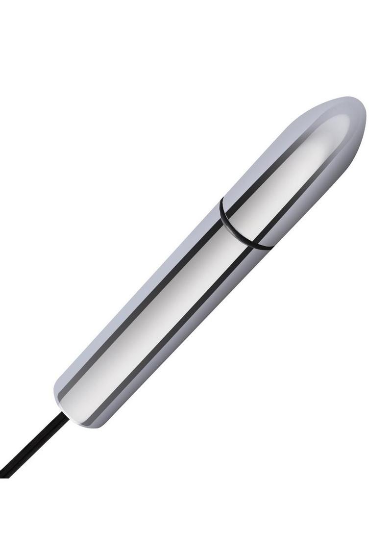 Lux Fetish Electro Sex Shock Wand with Wired Remote Control - Silver/Black