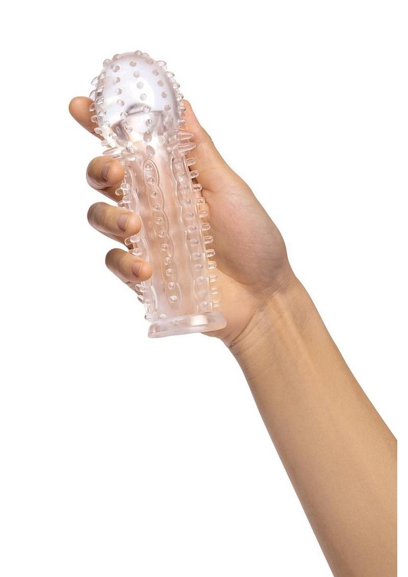 Size Up Texured Clear View Penis Extender with Ball Loop 1.5in