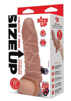 Size Up Silicone Vibrating Realistic Penis Extender with Ball Loop 1in - Caramel