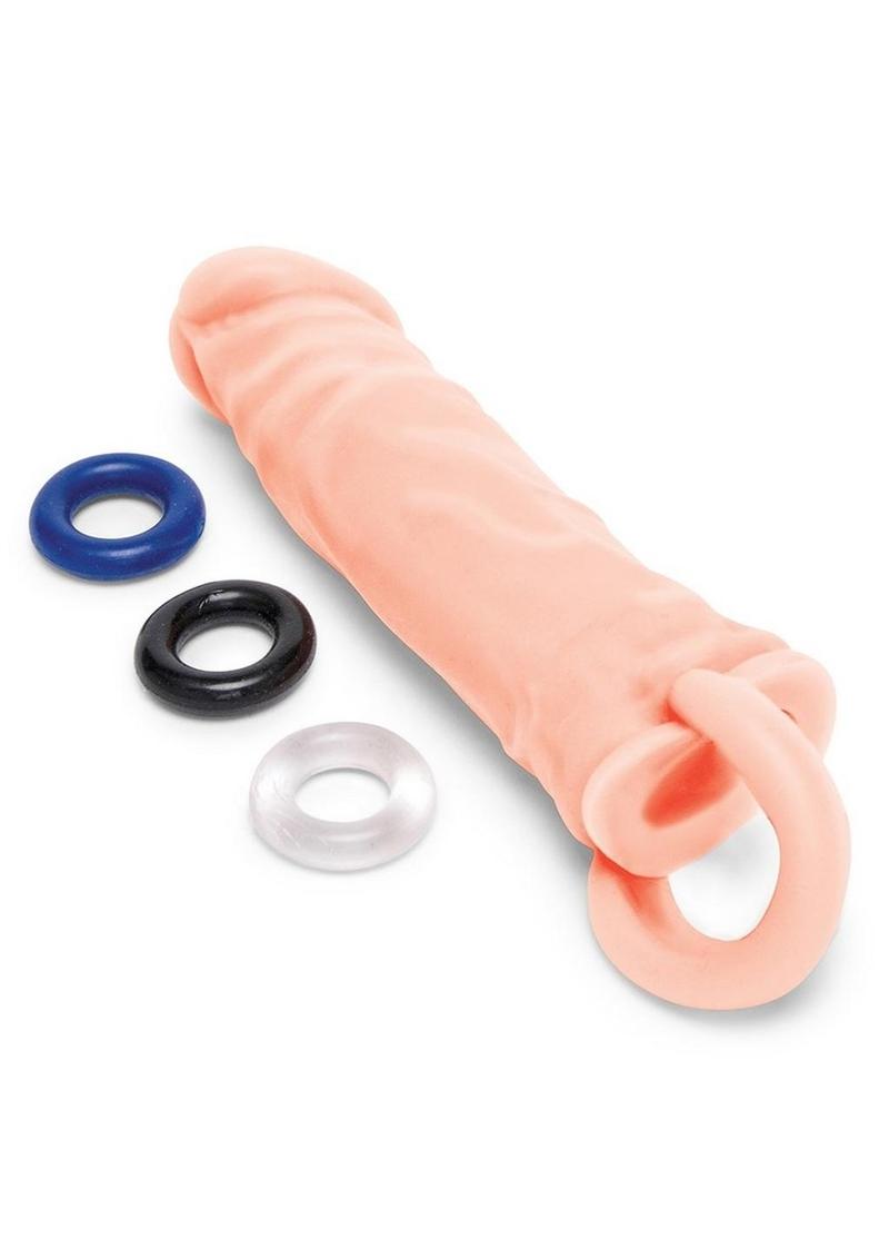 Size Up Silicone Realistic Penis Extender with Ball Loop 1in - Vanilla