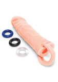 Size Up Silicone Realistic Penis Extender with Ball Loop 1in - Vanilla