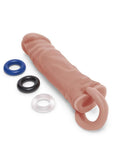 Size Up Silicone Realistic Penis Extender with Ball Loop 1in - Caramel