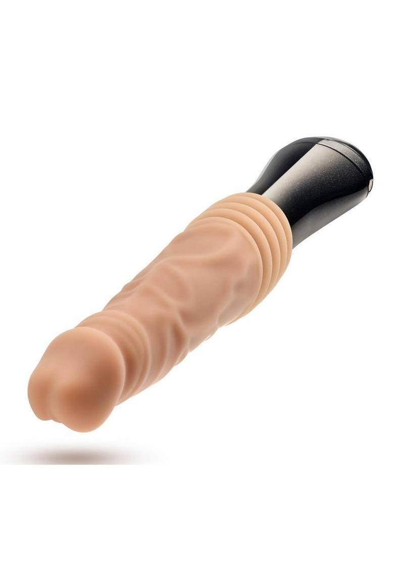 Dr. Skin Platinum Collection Silicone Dr. Knight Rechargeable Thrusting Gyrating Vibrating Dildo 10.5in - Vanilla