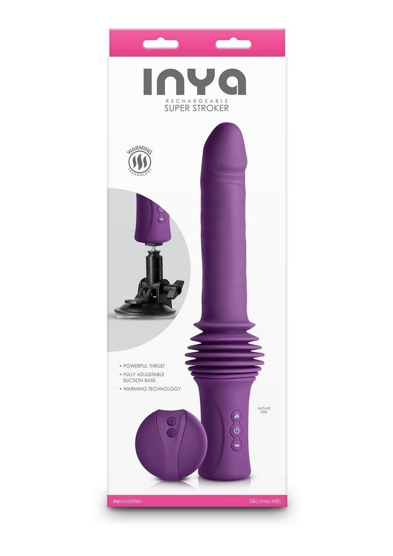 Inya Super Stroker Rechargeable Silicone Thrusting Vibrator with Remote Control - Purple