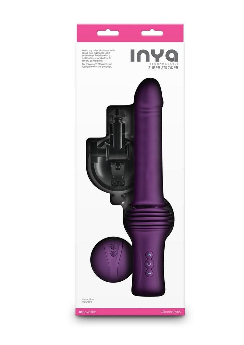 Inya Super Stroker Rechargeable Silicone Thrusting Vibrator with Remote Control - Purple