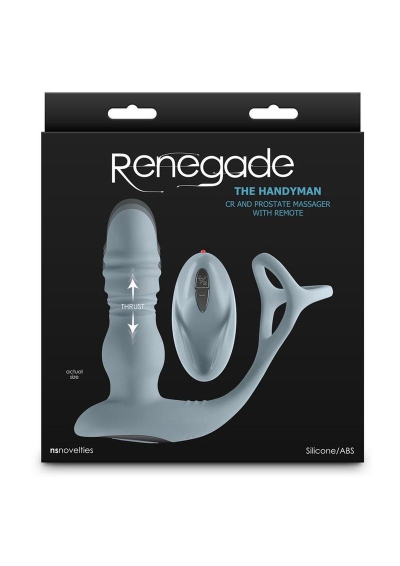 Renegade The Handyman Rechargeable Silicone Cock Ring and Prostate Massager with Remote Control - Gray