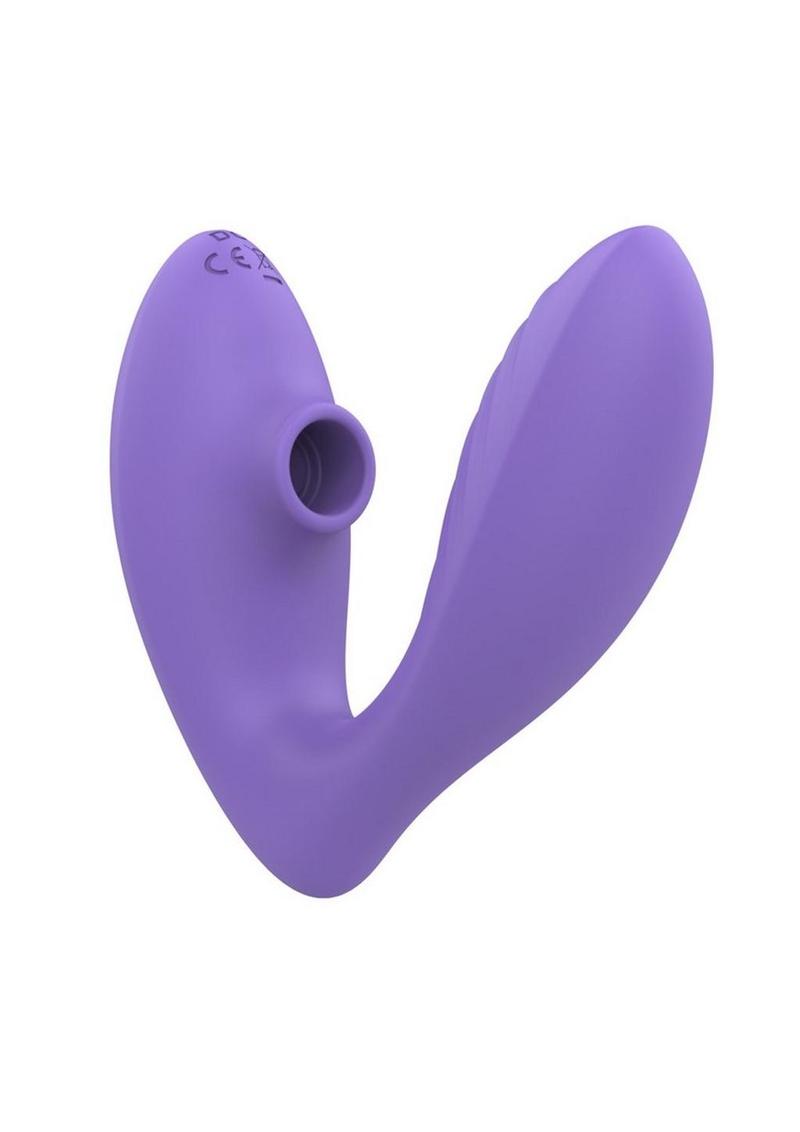 Romp Reverb Rechargeable Silicone G-Spot Vibrator with Clitoral Air Stimulator - Purple