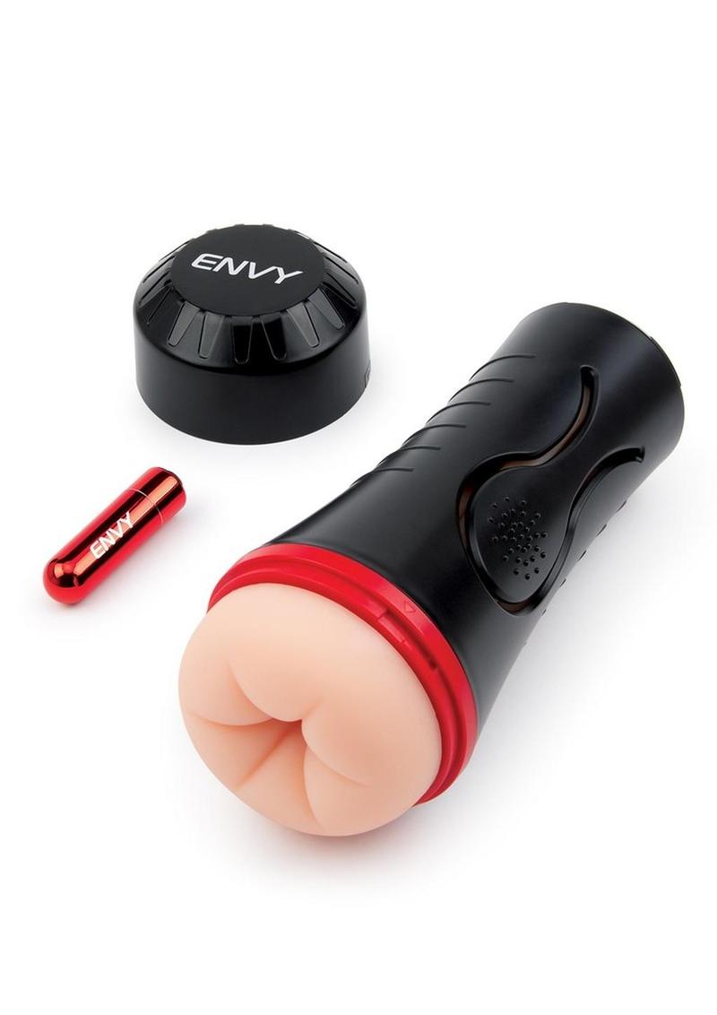 Envy Toys Squeezable Rear Clutch Vibrating Discreet Backdoor Stroker - Black