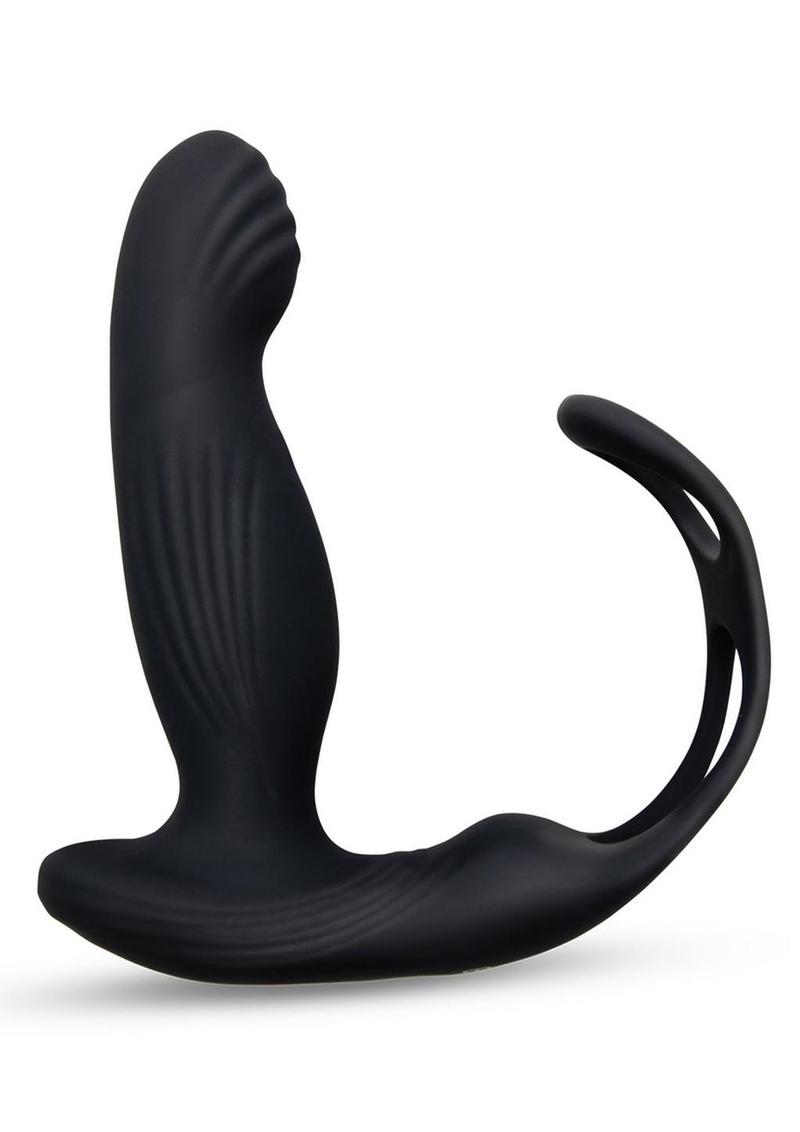 Envy Toys Tapper Rechargeable Silicone P-Spot Vibrator & Dual Stamina Ring with Remote Control - Black