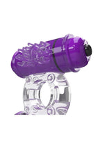 4T Double Wammy Silicone Dual Vibrating Couples Cock Ring - Grape