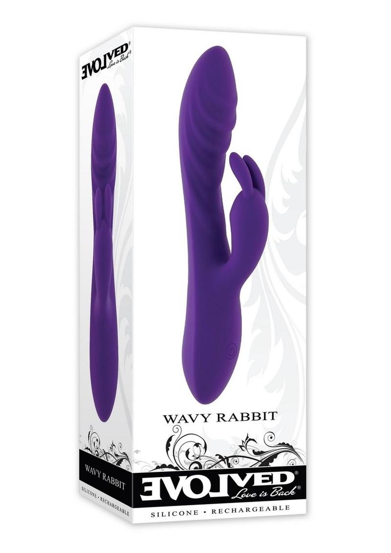 Wavy Rabbit Rechargeable Silicone Dual Motor Rabbit Vibrator - Purple