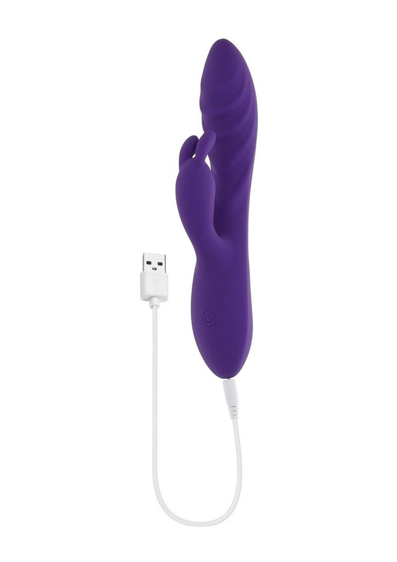 Wavy Rabbit Rechargeable Silicone Dual Motor Rabbit Vibrator - Purple