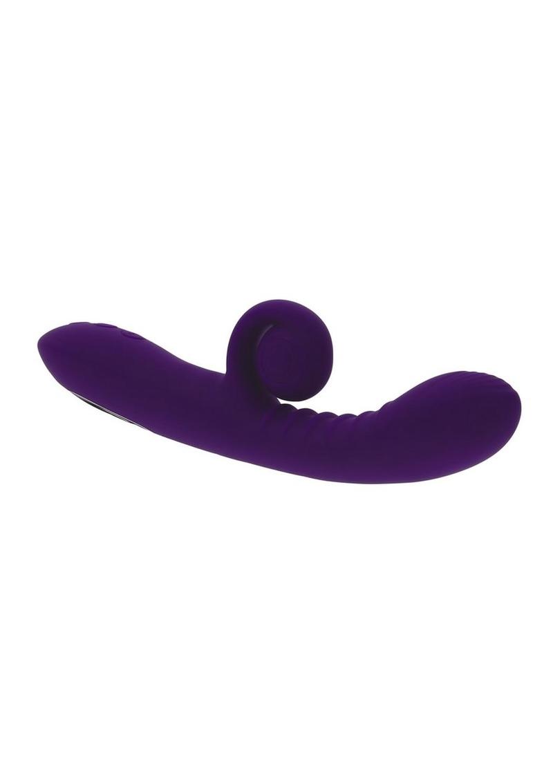 Playboy Curlicue Rechargeable Silicone Rabbit Vibrator - Purple