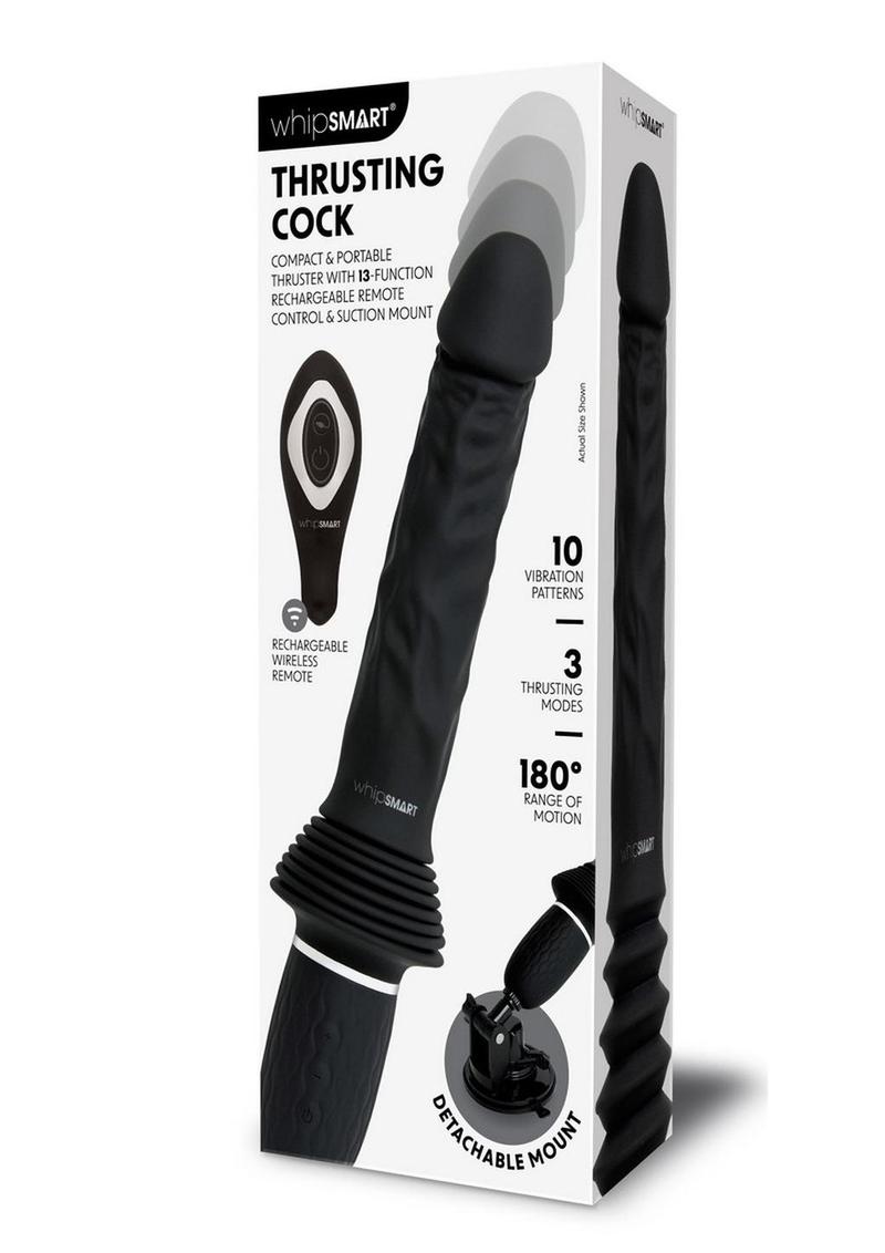 Whipsmart Thrusting Rechargeable Silicone Cock with Remote Control - Black