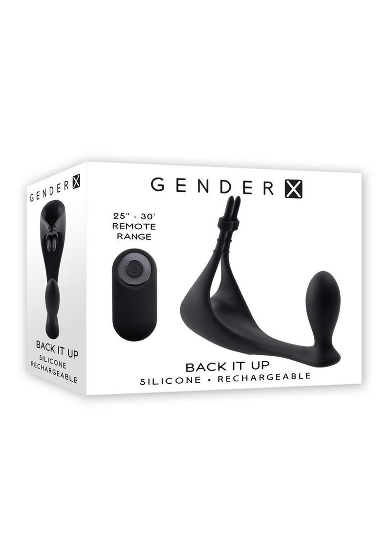Gender X Back It Up Rechargeable Silicone Vibrating Butt Plug with Remote Control - Black