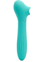 Nu Sensuelle Daisy Rechargeable Silicone Triple Action Thrusting Tongue Suction Vibrator - Electric Blue