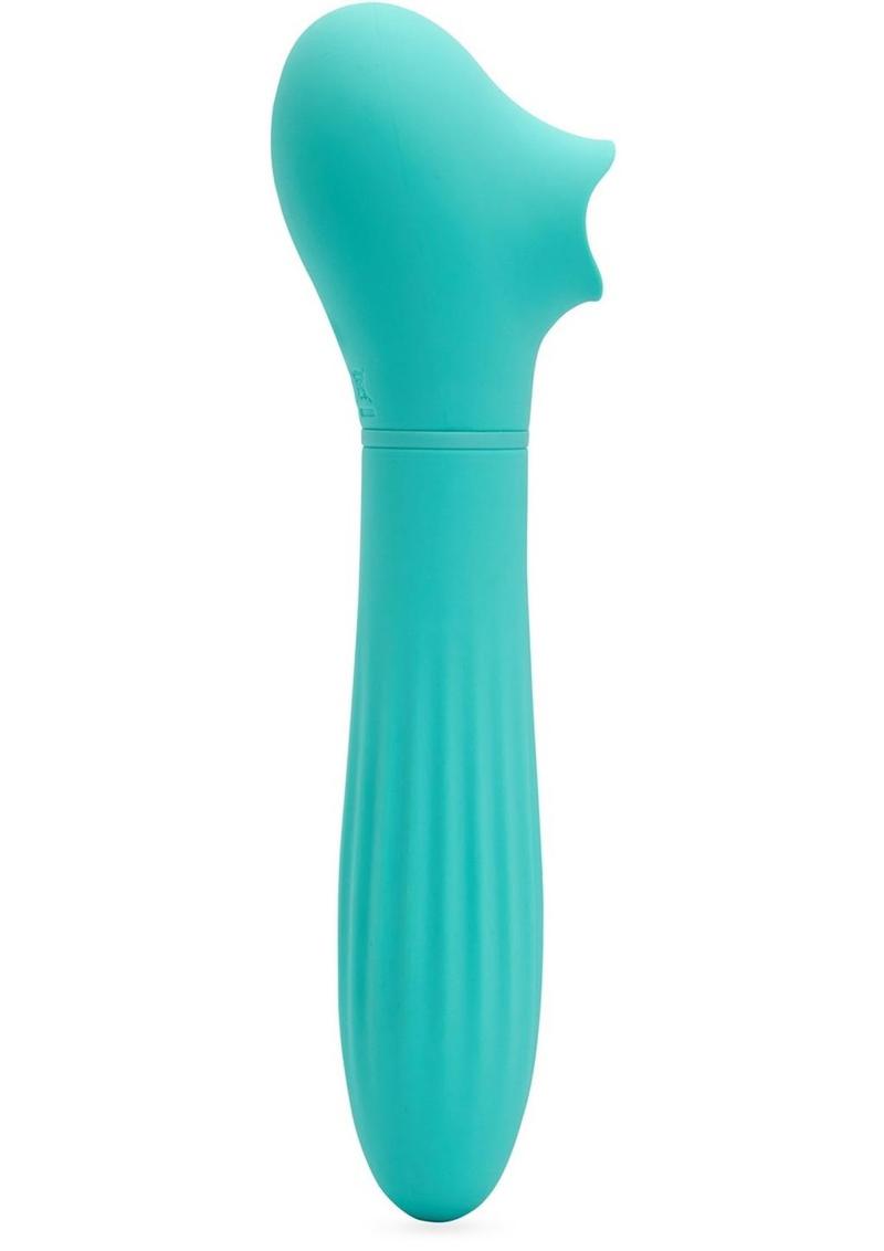 Nu Sensuelle Daisy Rechargeable Silicone Triple Action Thrusting Tongue Suction Vibrator - Electric Blue