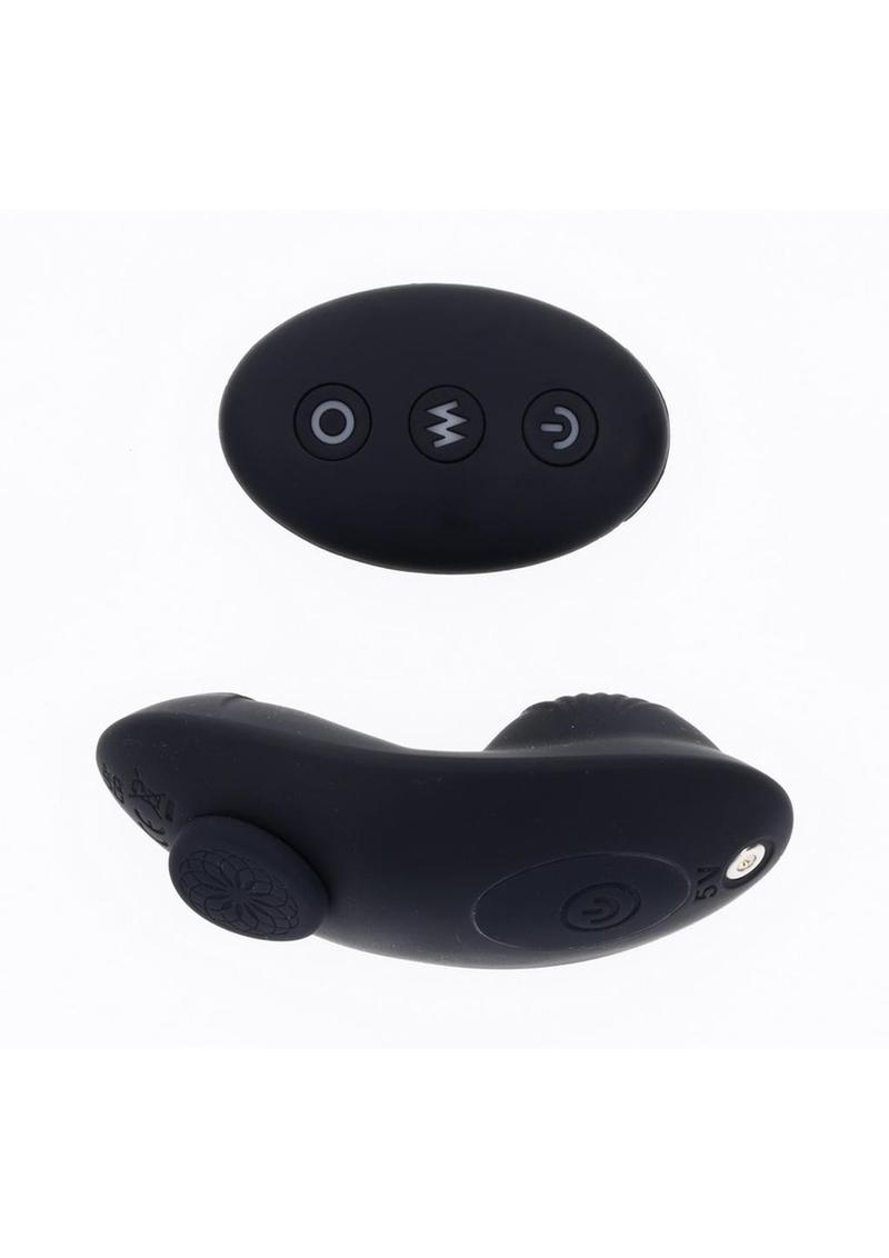 Hidden Pocket Strap-On Vibrator with Remote Control - Black