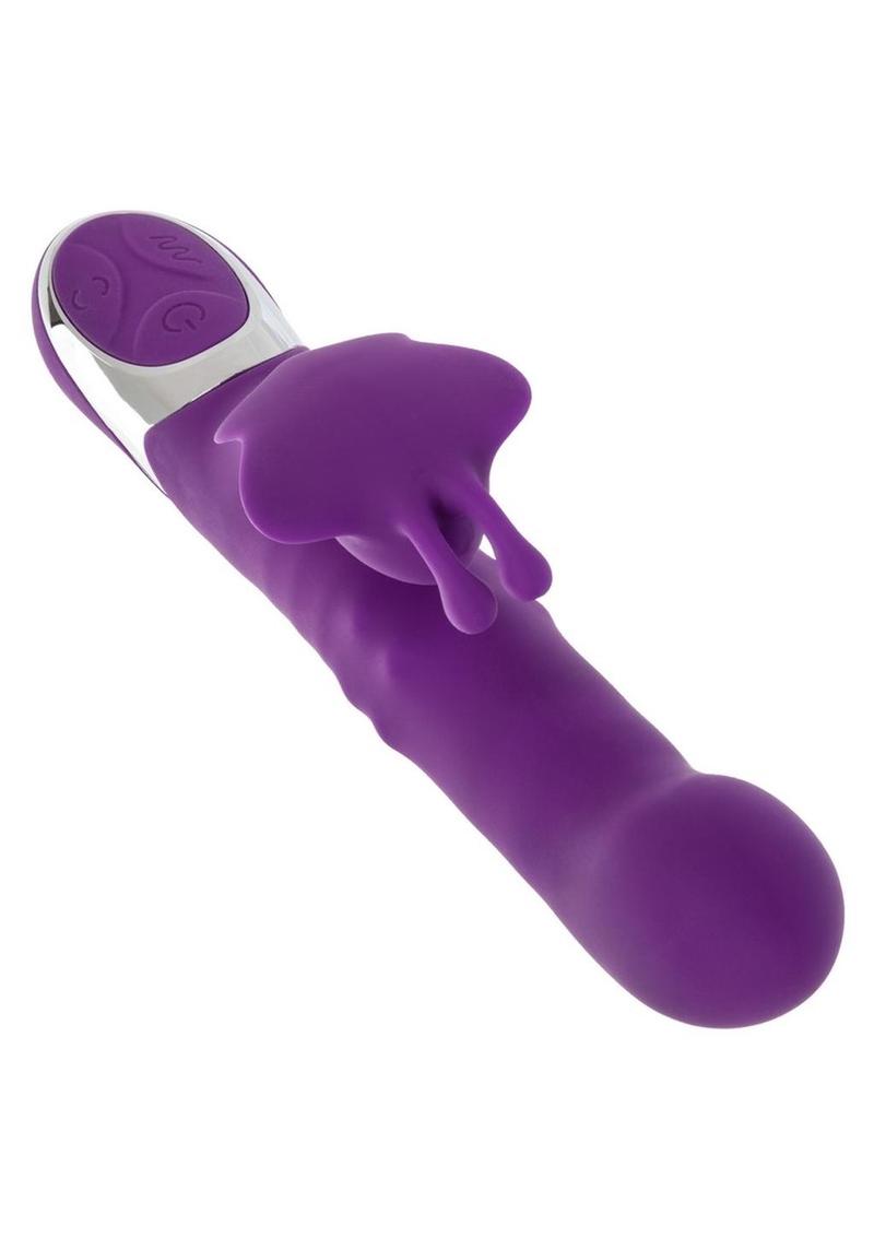 Enchanted Flutter Rechargeable Silicone Dual Action Rabbit Vibrator - Purple