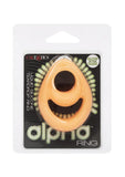 Alpha Glow in the Dark Liquid Silicone Teardrop Dual Ring - Orange