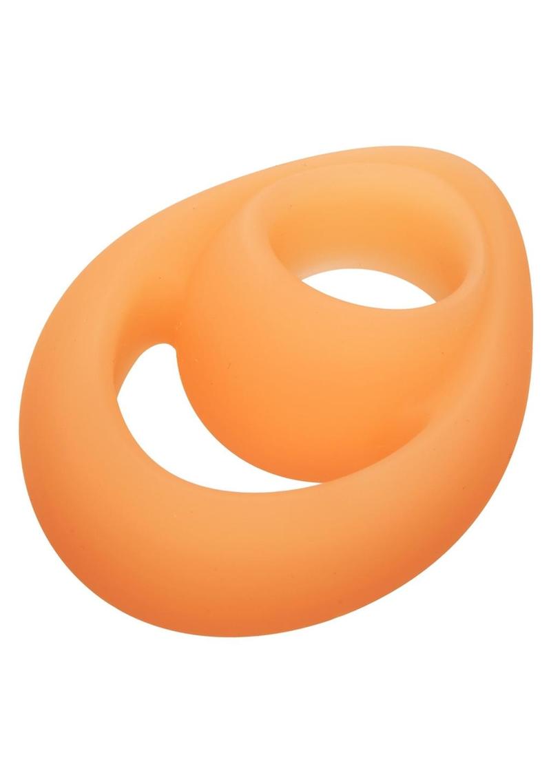 Alpha Glow in the Dark Liquid Silicone Teardrop Dual Ring - Orange