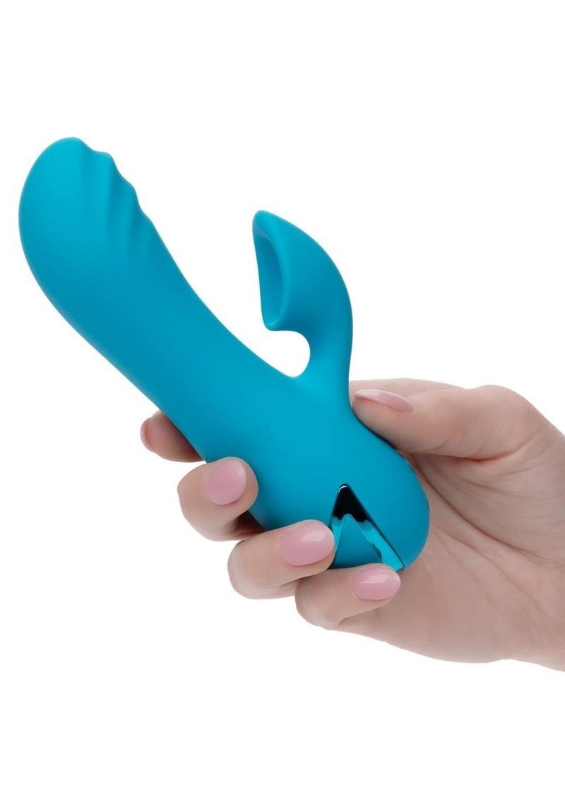 California Dreaming Sunset Beach Seducer Rechargeable Silicone Rabbit Vibrator - Blue