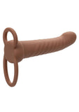 Performance Maxx Rechargeable Silicone Ribbed Dual Penetrator Extender - Chocolate