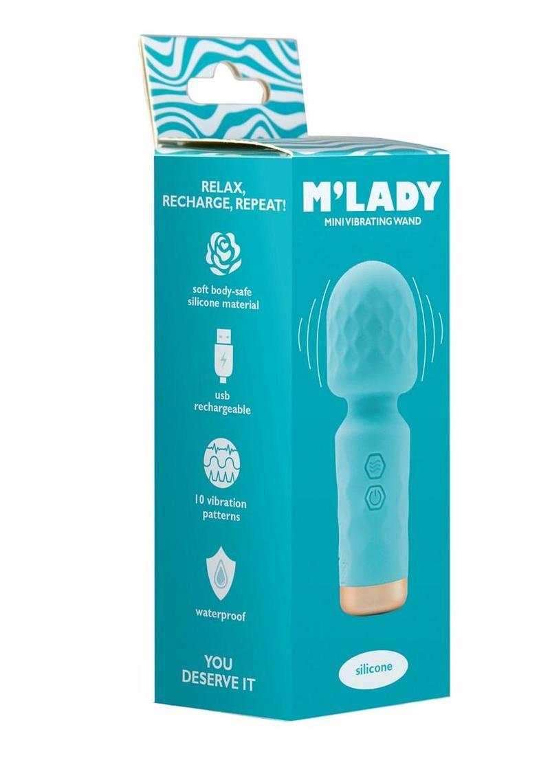 M'Lady Rechargeable Silicone Mini Vibrating Wand - Teal