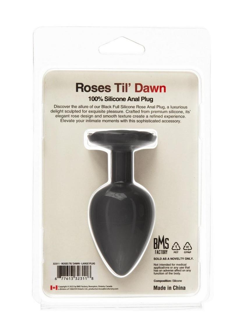 Roses Til Dawn Silicone Butt Plug - Large - Black