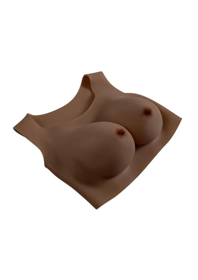 Gender X Breast Plate Silicone D Cup - Chocolate