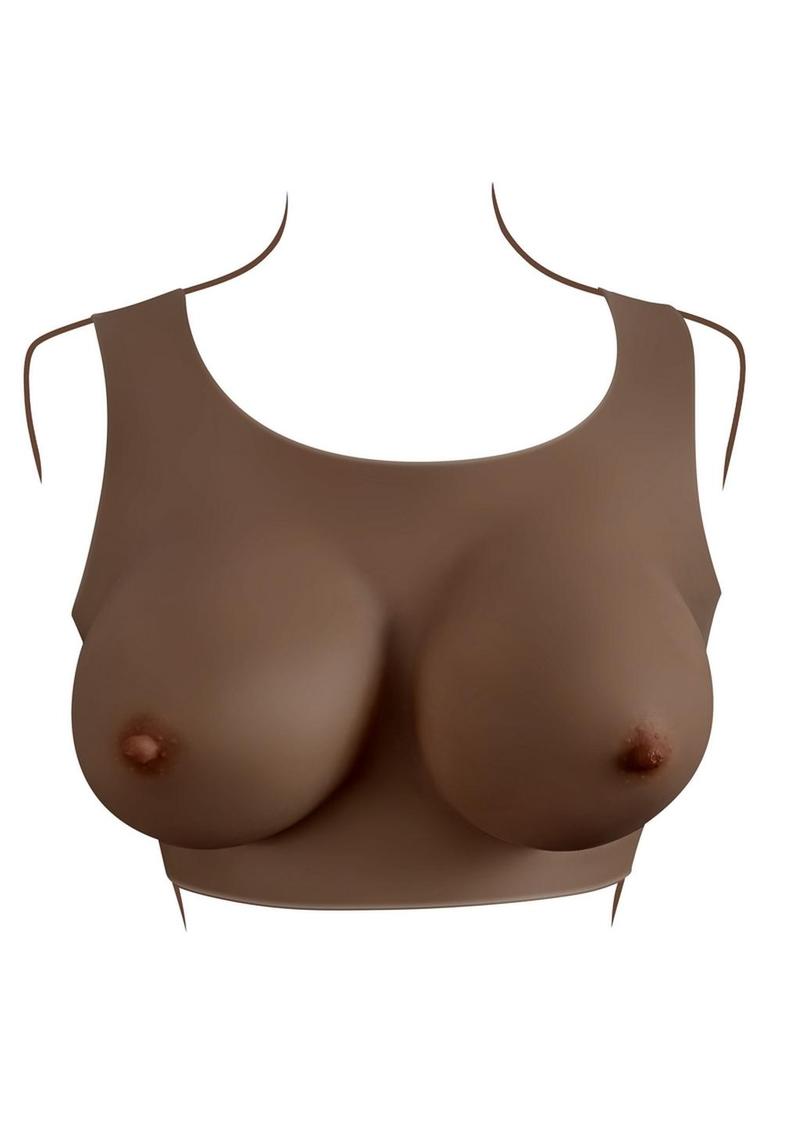 Gender X Breast Plate Silicone D Cup - Chocolate