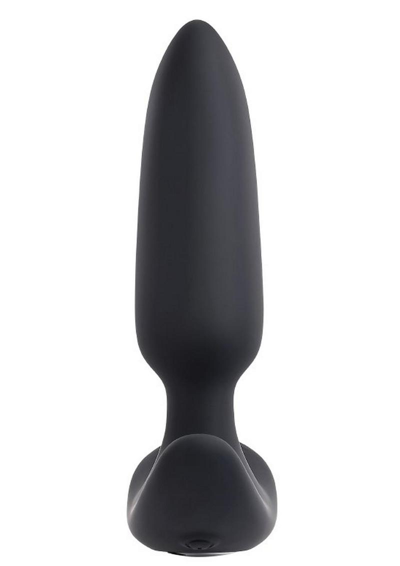 Selopa Black Beauty Rechargeable Silicone Vibrating Anal Plug with Remote Control - Black