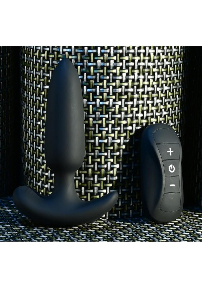 Selopa Black Beauty Rechargeable Silicone Vibrating Anal Plug with Remote Control - Black