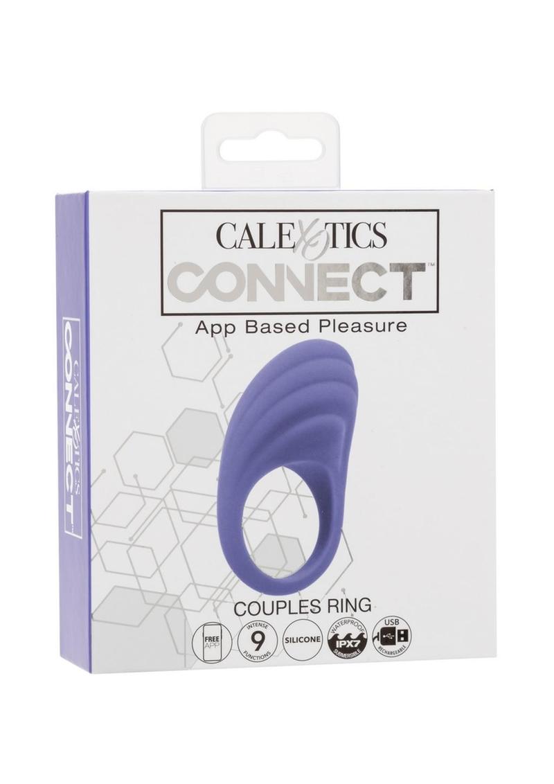 CalExotics Connect App Compatible Rechargeable Silicone Couples Cock Ring with Remote Control - Purple