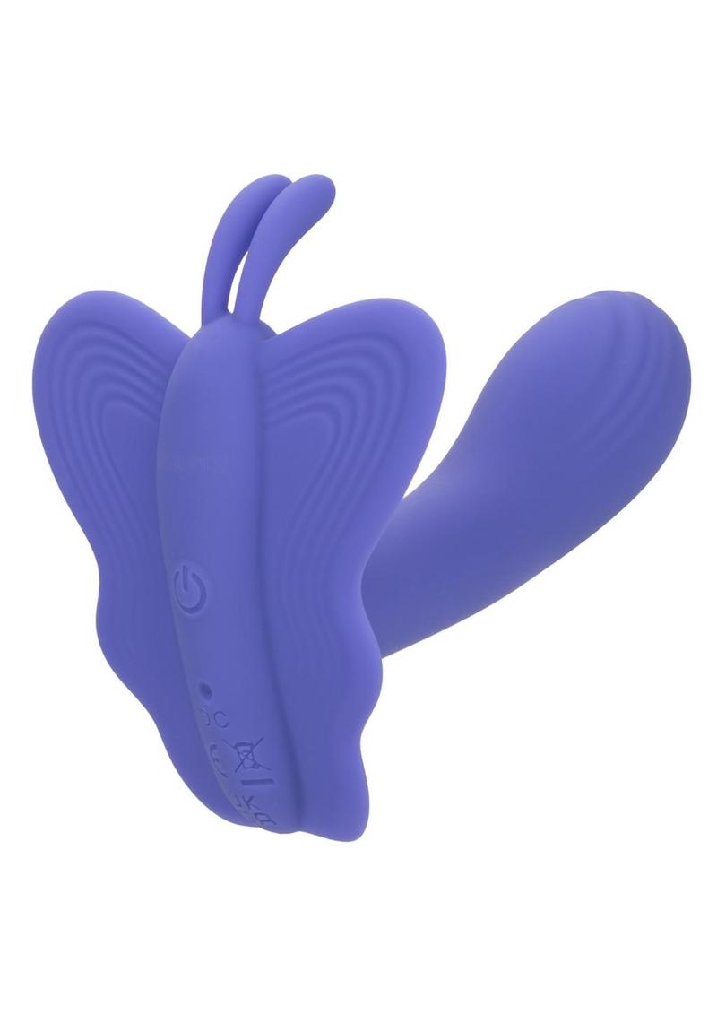 CalExotics Connect Venus Butterfly Rechargeable Silicone App Compatible Stimulator with Remote Control - Purple