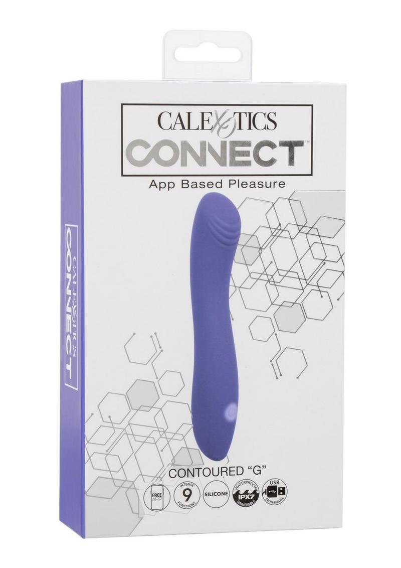 CalExotics Connect Contoured G Rechargeable Silicone App Compatible G-Spot Vibrator with Remote Control - Purple