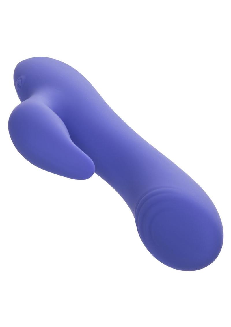 CalExotics Connect App Compatible Dual Stimulator Rechargeable Silicone Rabbit Vibrator - Purple