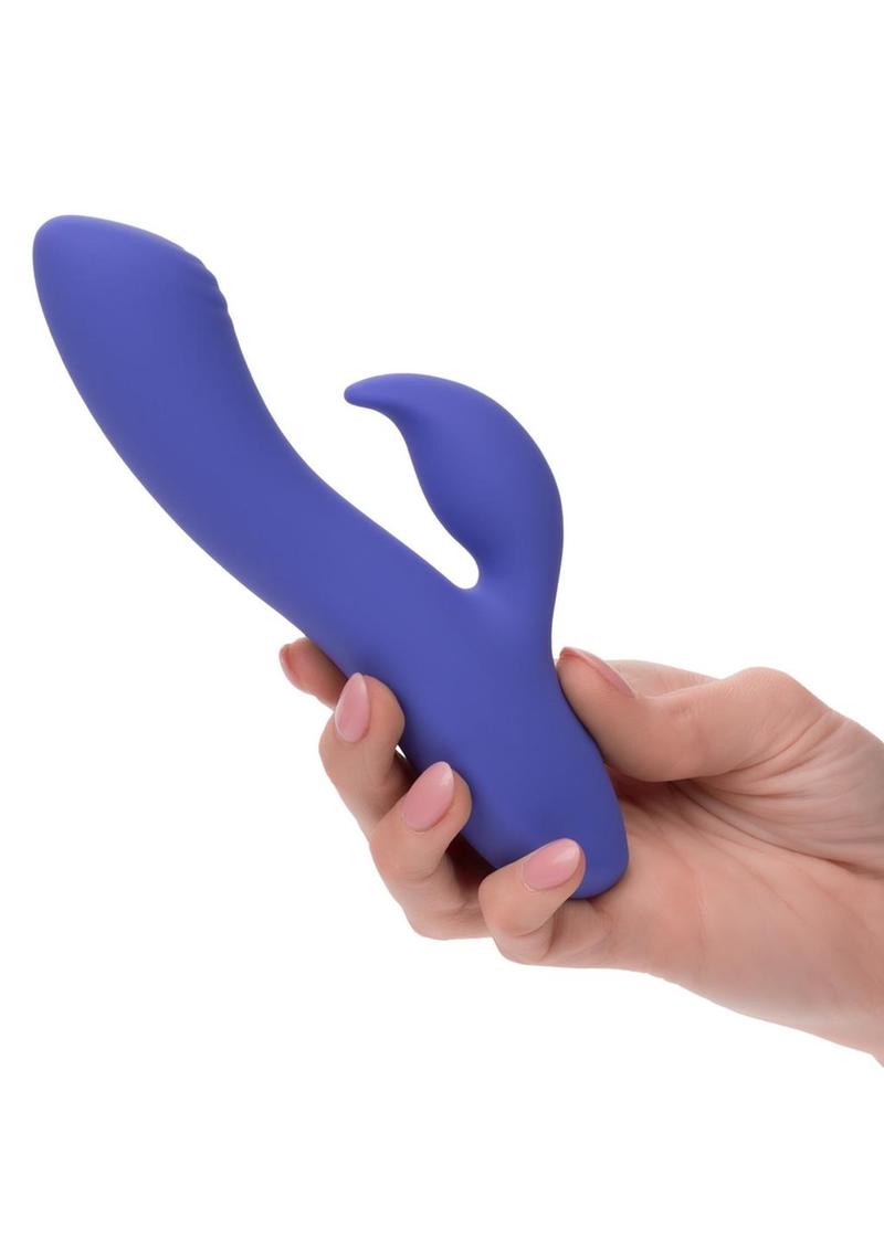CalExotics Connect App Compatible Dual Stimulator Rechargeable Silicone Rabbit Vibrator - Purple
