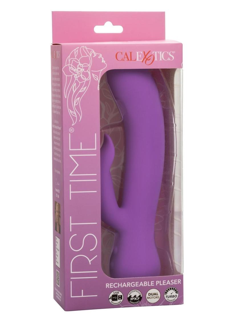 First Time Silicone Rechargeable Pleaser Rabbit Vibrator - Purple