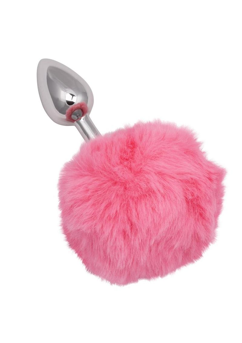 Running Wild Faux Fur Bunny Tail and Metallic Anal Plug - Pink