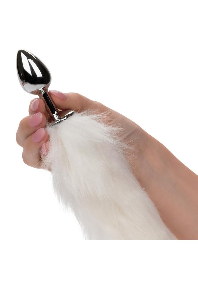 Running Wild Faux Fur Tail and Metallic Anal Plug - White