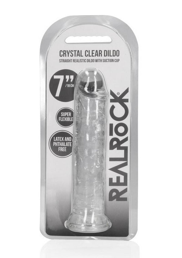 RealRock Skin Realistic Straight Dildo 7in - Clear