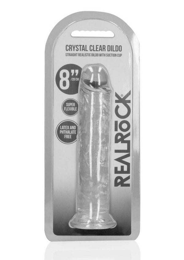 RealRock Skin Realistic Straight Dildo without Balls 8in - Clear